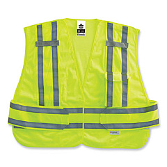 ergodyne GloWear 8244PSV Class 2 Expandable Public Safety Hook and Loop Vest, Polyester, X-Large/2X-Large, Lime (21366)
