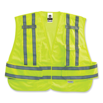 ergodyne GloWear 8244PSV Class 2 Expandable Public Safety Hook and Loop Vest, Polyester, X-Large/2X-Large, Lime (21366)