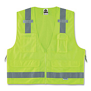 ergodyne GloWear 8250Z Class 2 Surveyors Zipper Vest, Polyester, 4X-Large/5X-Large, Lime (21429)