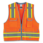ergodyne GloWear 8254HDZ Class 2 Heavy-Duty Surveyors Zipper Vest, Polyester, Small/Medium, Orange (21453)