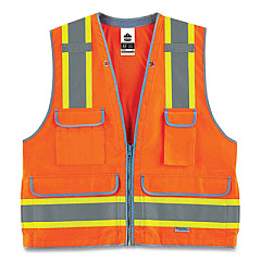 ergodyne GloWear 8254HDZ Class 2 Heavy-Duty Surveyors Zipper Vest, Polyester, Small/Medium, Orange (21453)