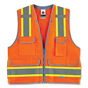 ergodyne GloWear 8254HDZ Class 2 Heavy-Duty Surveyors Zipper Vest, Polyester, Large/X-Large, Orange (21455)