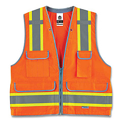 ergodyne GloWear 8254HDZ Class 2 Heavy-Duty Surveyors Zipper Vest, Polyester, Large/X-Large, Orange (21455)