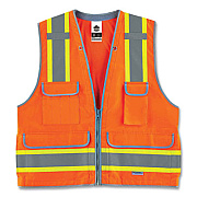 ergodyne GloWear 8254HDZ Class 2 Heavy-Duty Surveyors Zipper Vest, Polyester, 2X-Large/3X-Large, Orange (21457)