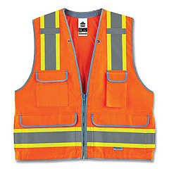 ergodyne GloWear 8254HDZ Class 2 Heavy-Duty Surveyors Zipper Vest, Polyester, 2X-Large/3X-Large, Orange (21457)