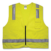 ergodyne GloWear 8262FRZ Class 2 FR Surveyor Zipper Vest, Tencel/Modacrylic/Para-aramid/Kevlar, Large/X-Large, Lime (21485)