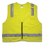 ergodyne GloWear 8262FRZ Class 2 FR Surveyor Zip Vest, Tencel/Modacrylic/Para-aramid/Kevlar, 2X-Large/3X-Large, Lime (21487)