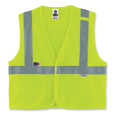 ergodyne GloWear 8260FRHL Class 2 FR Safety Hook and Loop Vest, Modacrylic/Kevlar, 2X-Large/3X-Large, Lime (21497)