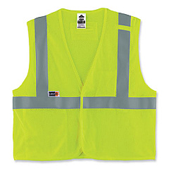 ergodyne GloWear 8263FRHL Class 2 FR Safety Economy Hook and Loop Vest, Modacrylic Mesh/Cotton, 2X-Large/3X-Large, Lime (21867)