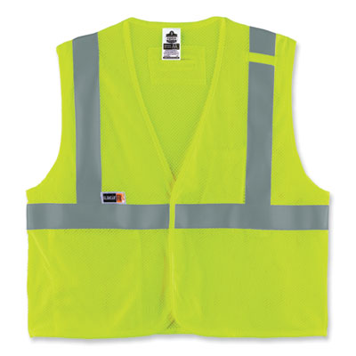 ergodyne GloWear 8263FRHL Class 2 FR Safety Economy Hook and Loop Vest, Modacrylic Mesh/Cotton, 2X-Large/3X-Large, Lime (21867)