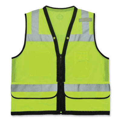 ergodyne GloWear 8253HDZ Class 2 Heavy-Duty Mesh Surveyors Vest, Polyester, Large/X-Large, Lime (23325)