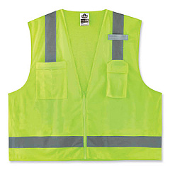 ergodyne GloWear 8249Z Class 2 Economy Surveyors Zipper Vest, Polyester, 2X-Large/3X-Large, Lime (24027)