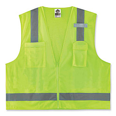ergodyne GloWear 8249Z Class 2 Economy Surveyors Zipper Vest, Polyester, 4X-Large/5X-Large, Lime (24029)
