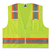 ergodyne GloWear 8248Z Class 2 Two-Tone Surveyors Zipper Vest, Polyester, Small/Medium, Lime (24073)