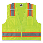 ergodyne GloWear 8248Z Class 2 Two-Tone Surveyors Zipper Vest, Polyester, 2X-Large/3X-Large, Lime (24077)