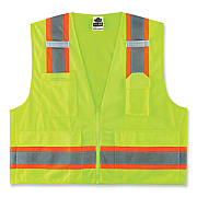 ergodyne GloWear 8248Z Class 2 Two-Tone Surveyors Zipper Vest, Polyester, 4X-Large/5X-Large, Lime (24079)