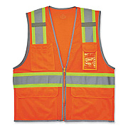 ergodyne GloWear 8246Z Class 2 Two-Tone Mesh Reflective Binding Zipper Vest, Polyester, Small/Medium, Orange (24133)