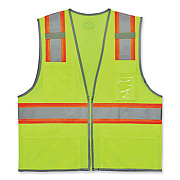 ergodyne GloWear 8246Z Class 2 Two-Tone Mesh Reflective Binding Zipper Vest, Polyester, 2X-Large/3X-Large, Lime (24147)