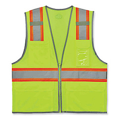 ergodyne GloWear 8246Z Class 2 Two-Tone Mesh Reflective Binding Zipper Vest, Polyester, 4X-Large/5X-Large, Lime (24149)