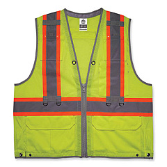 ergodyne GloWear 8231TV Class 2 Hi-Vis Tool Tethering Safety Vest, Polyester, 2X-Large/3X-Large, Lime (24177)