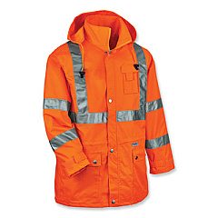 ergodyne GloWear 8365 Class 3 Hi-Vis Rain Jacket, Polyester, 4X-Large, Orange (24318)