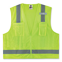 ergodyne GloWear 8249Z-S Single Size Class 2 Economy Surveyors Zipper Vest, Polyester, 3X-Large, Lime (24507)