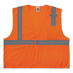ergodyne GloWear 8210HL-S Single Size Class 2 Economy Mesh Vest, Polyester, Large, Orange (24534)