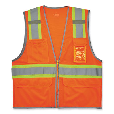 ergodyne GloWear 8246Z-S Single Size Class 2 Two-Tone Mesh Vest, Polyester, Small, Orange (24572)