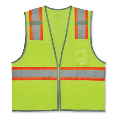 ergodyne GloWear 8246Z-S Single Size Class 2 Two-Tone Mesh Vest, Polyester, 4X-Large, Lime (24568)