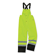ergodyne GloWear 8918BK Class E Hi-Vis Rain Bibs Black Bottom, Large, Lime (25014)