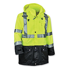 ergodyne GloWear 8365BK Class 3 Hi-Vis Rain Jacket Black Bottom, Medium, Lime (25323)