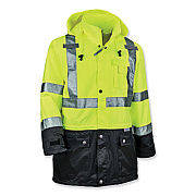 ergodyne GloWear 8365BK Class 3 Hi-Vis Rain Jacket Black Bottom, 3X-Large, Lime (25327)