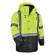 ergodyne GloWear 8384 Class 3 Hi-Vis Quilted Thermal Parka, X-Large, Lime (25565)