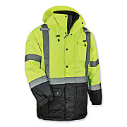 ergodyne GloWear 8384 Class 3 Hi-Vis Quilted Thermal Parka, 4X-Large, Lime (25568)