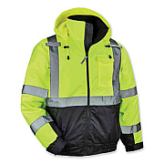 ergodyne GloWear 8377 Class 3 Hi-Vis Quilted Bomber Jacket, Lime, 4X-Large (25628)