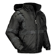ergodyne GloWear 8377EV Non-Certified Hi-Vis Quilted Bomber Jacket, Black, 2X-Large (25646)