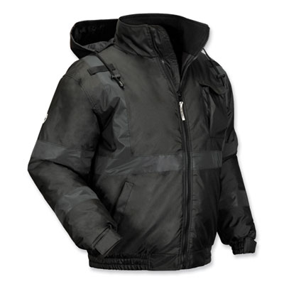 ergodyne GloWear 8377EV Non-Certified Hi-Vis Quilted Bomber Jacket, Black, 3X-Large (25647)