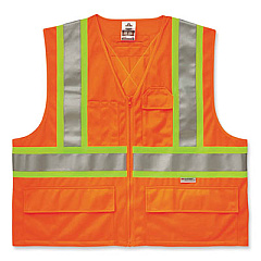 ergodyne GloWear 8235ZX Class 2 Two-Tone X-Back Vest, Polyester, 4X-Large/5X-Large, Orange (26189)