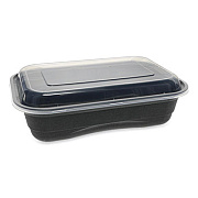 Pactiv Evergreen EarthChoice Versa2Go Microwaveable Container, 36 oz, 8.4 x 5.6 x 2, Black/Clear, Plastic, 150/Carton (NV2GRT3688B)
