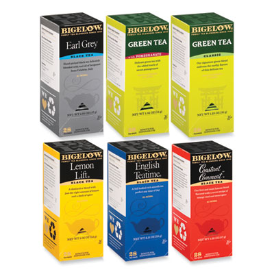 Bigelow Assorted Tea Packs, Six Flavors, 28/BX, 168/Carton (15577)