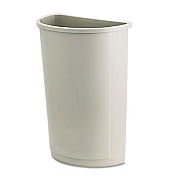 Rubbermaid Commercial Untouchable Half-Round Plastic Receptacle, 21 gal, Plastic, Beige (352000BG)