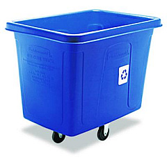 Rubbermaid Commercial Recycling Cube Truck, 120 gal, 500 lb Capacity, Polyethylene, Blue (461673BE)