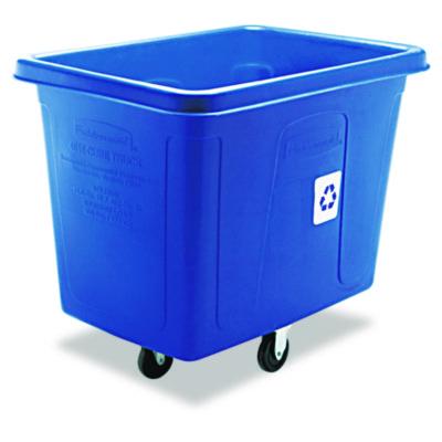 Rubbermaid Commercial Recycling Cube Truck, 120 gal, 500 lb Capacity, Polyethylene, Blue (461673BE)