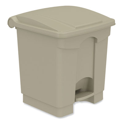 Safco Plastic Step-On Receptacle, 8 gal, Metal, Tan (9924TN)