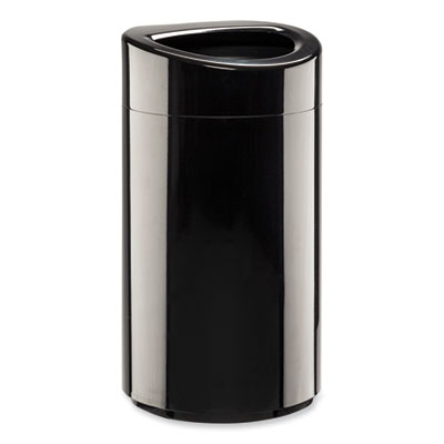 Safco Open Top Oval Waste Receptacle, 14 gal, Steel, Black (9921BL)