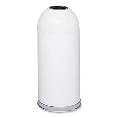 Safco Open Top Dome Receptacle, 15 gal, Steel, White (9639WH)