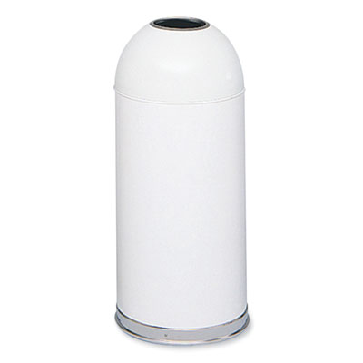 Safco Open Top Dome Receptacle, 15 gal, Steel, White (9639WH)