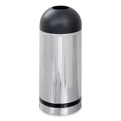 Safco Waste Receptacle, 15 gal, Steel, Stainless Steel/Black (9871)