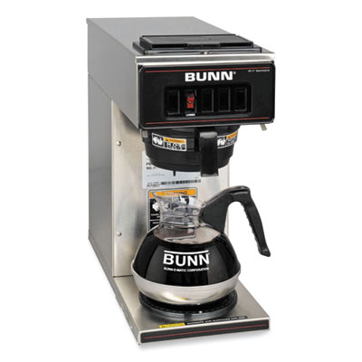 BUNN VP17-1 12-Cup Commercial Pourover Coffee Brewer, Stainless Steel/Black (133000001)