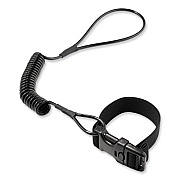 ergodyne Squids 3157 Coiled Lanyard with Buckle, 2 lb Max Working Capacity, 12" to 48" Long, Black (19156)